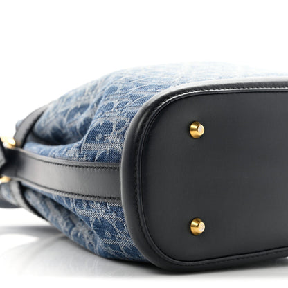 Denim Oblique Jacquard Medium C'est Chain Bucket Bag Denim Blue