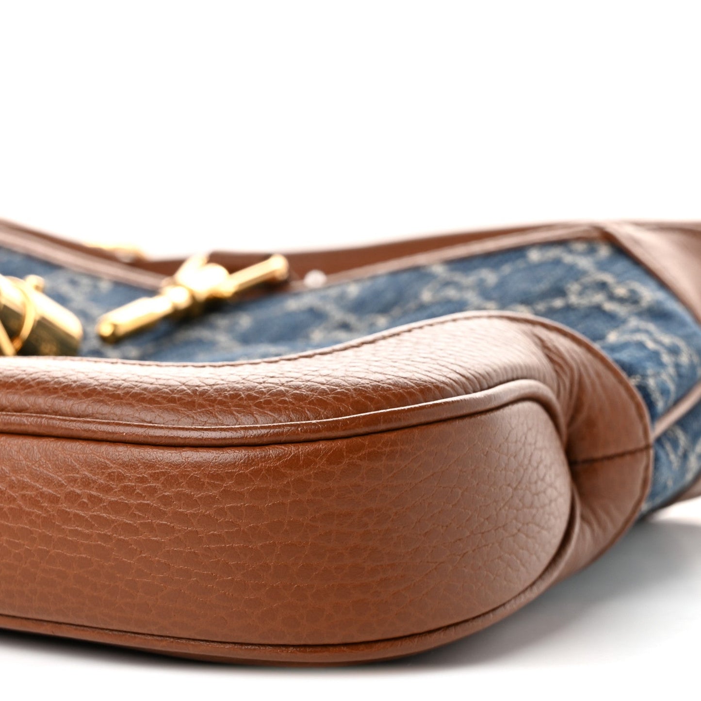 New Denim GG Monogram Calfskin Small Jackie 1961 Hobo Blue Tea Cuir
