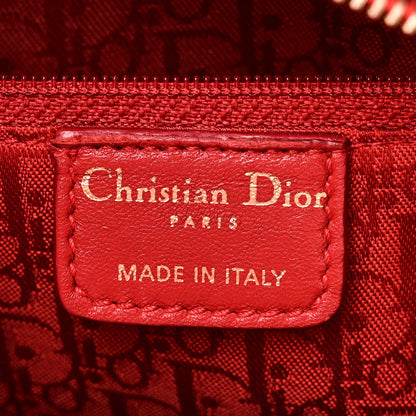 Patent Cannage Stitched Medium Lady Dior Red