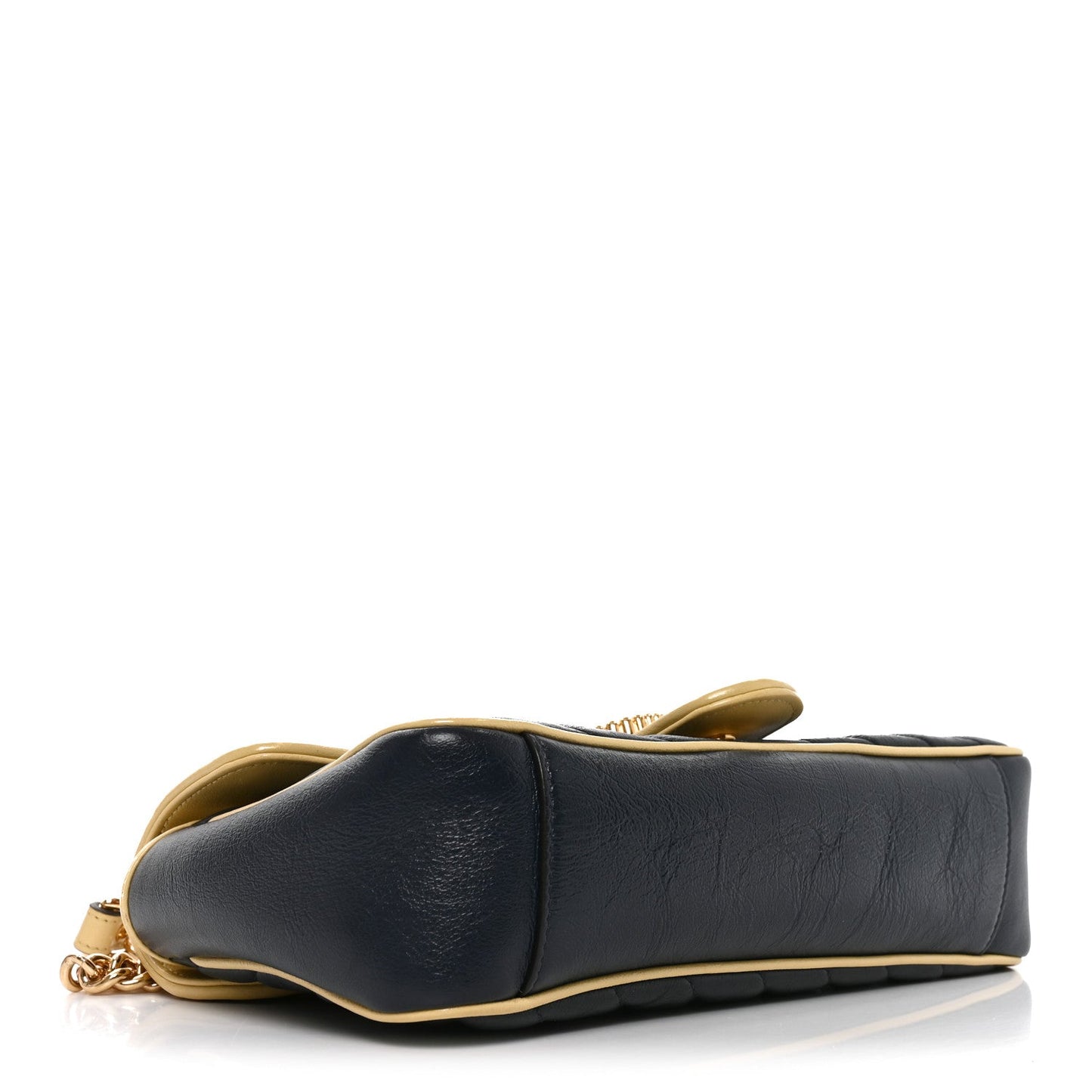 Azalea Calfskin Matelasse Diagonal Small Torchon GG Marmont Shoulder Bag Blue Agata New Cherry Red Butter