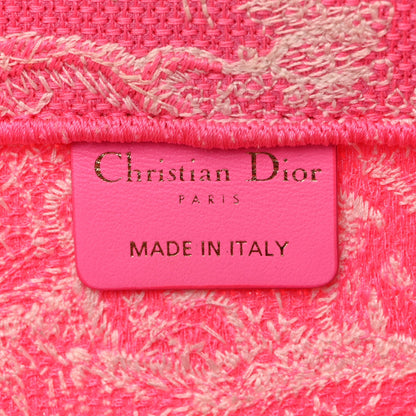 Canvas Embroidered Medium Dioriviera Toile De Jouy Book Tote Fluorescent Pink