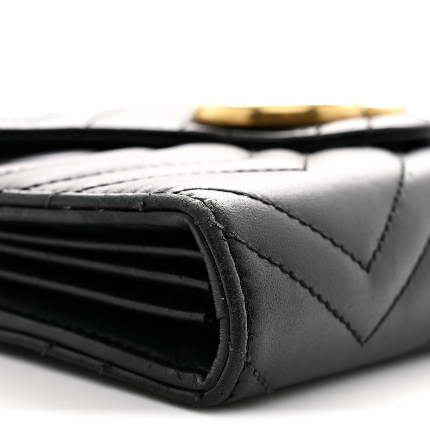 Calfskin Matelasse GG Marmont Chain Wallet Black