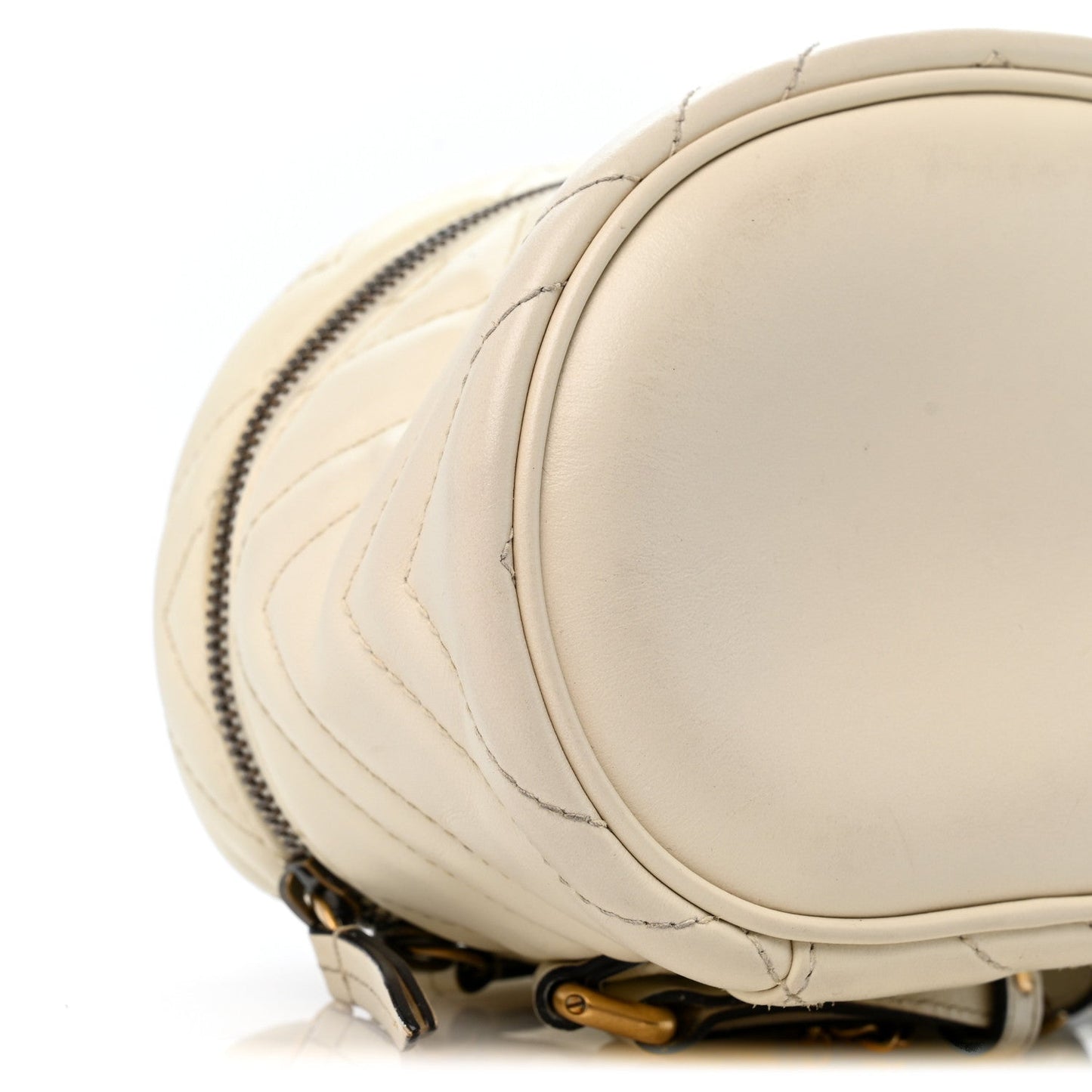 Calfskin Matelasse Mini GG Marmont Round Backpack White