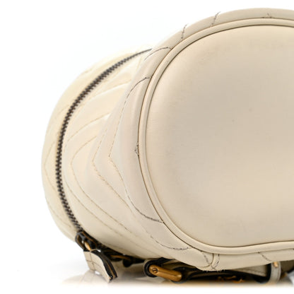 Calfskin Matelasse Mini GG Marmont Round Backpack White