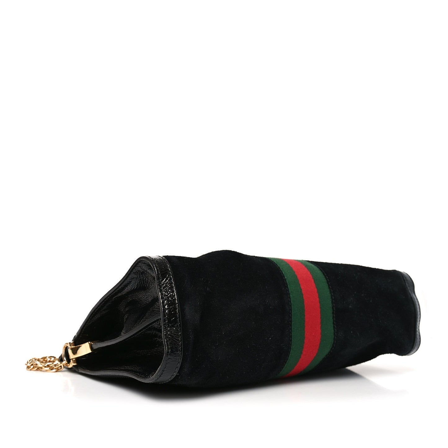 Suede Patent GG Web Medium Ophidia Chain Shoulder Bag Black