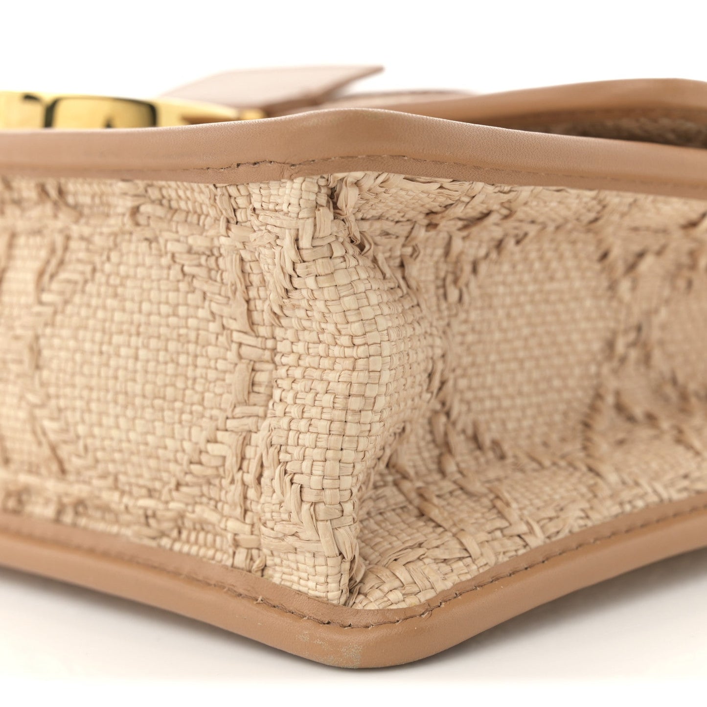 Raffia Calfskin 30 Montaigne Flap Bag Beige