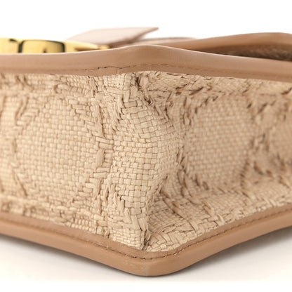 Raffia Calfskin 30 Montaigne Flap Bag Beige