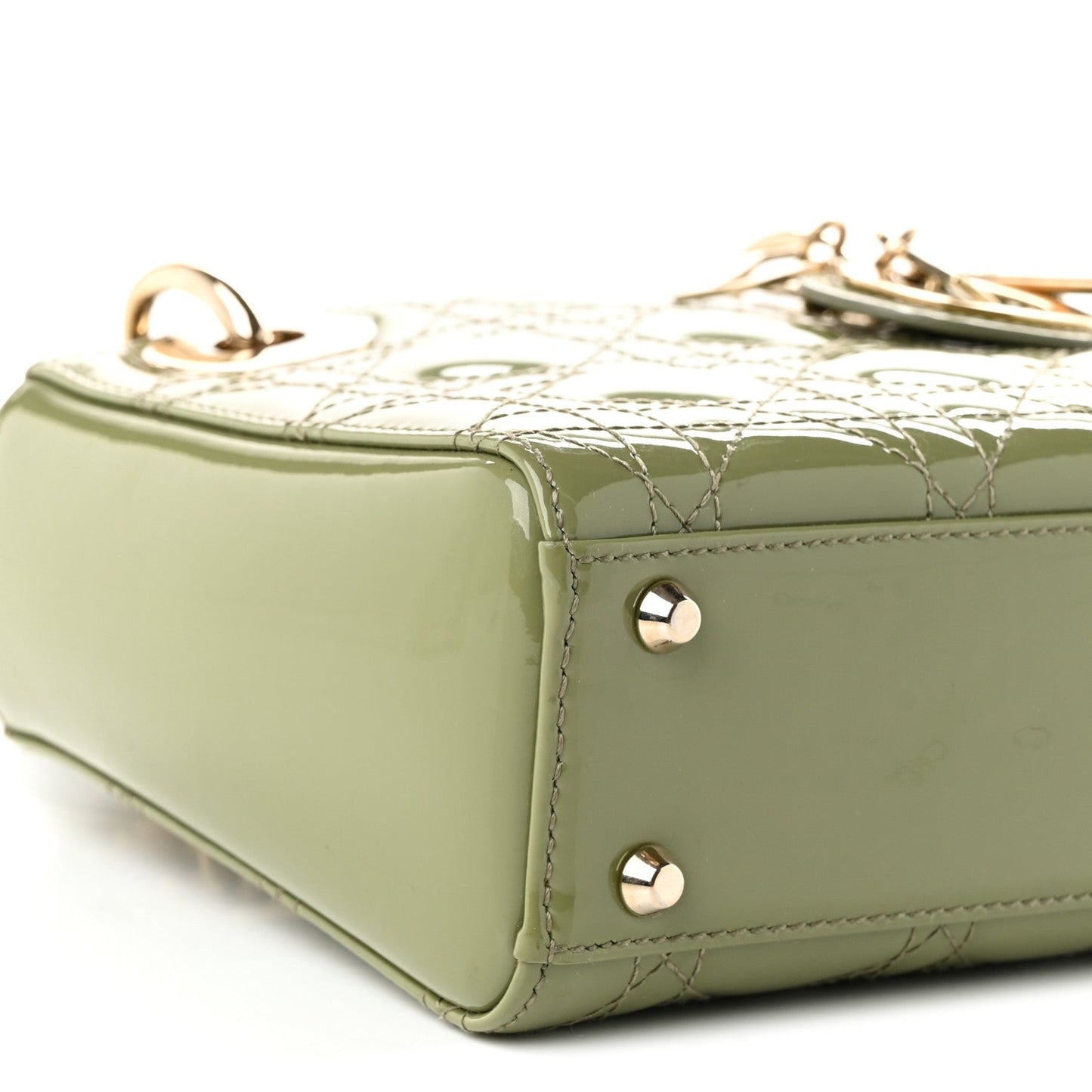 Patent Cannage Mini Lady Dior Dusty Green