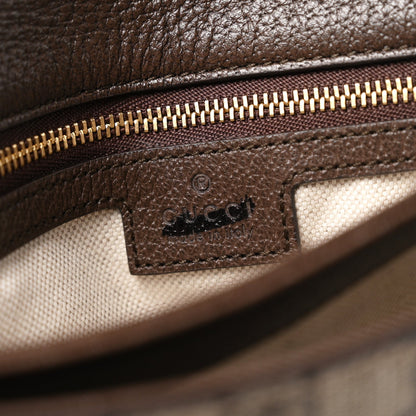GG Supreme Monogram Textured Dollar Calfskin Web Medium Blondie Top Handle Shoulder Flap Bag Beige Ebony New Acero