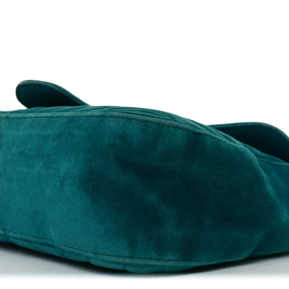 Velvet Matelasse Small GG Marmont Shoulder Bag Pavone Cyan