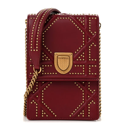 Lambskin Studded Vertical Diorama Spicy Red