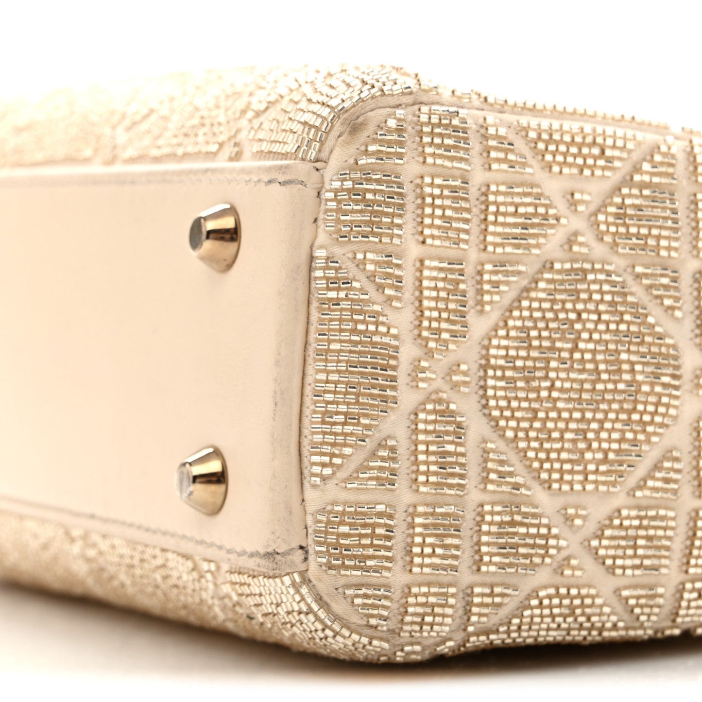 Lambskin Cannage Beaded Embroidered Mini Lady Dior Caramel Beige