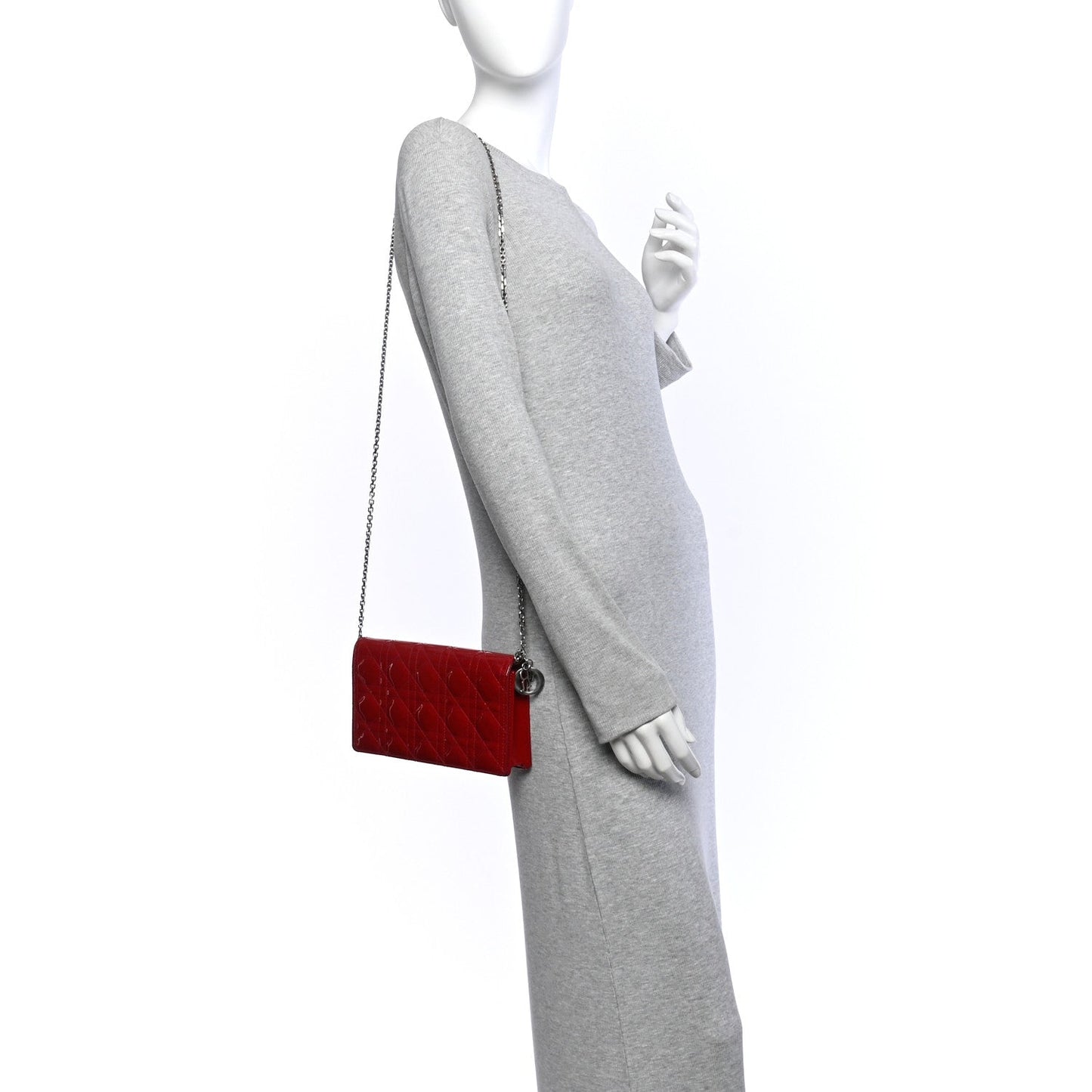 Patent Cannage Lady Dior Clutch Red Red
