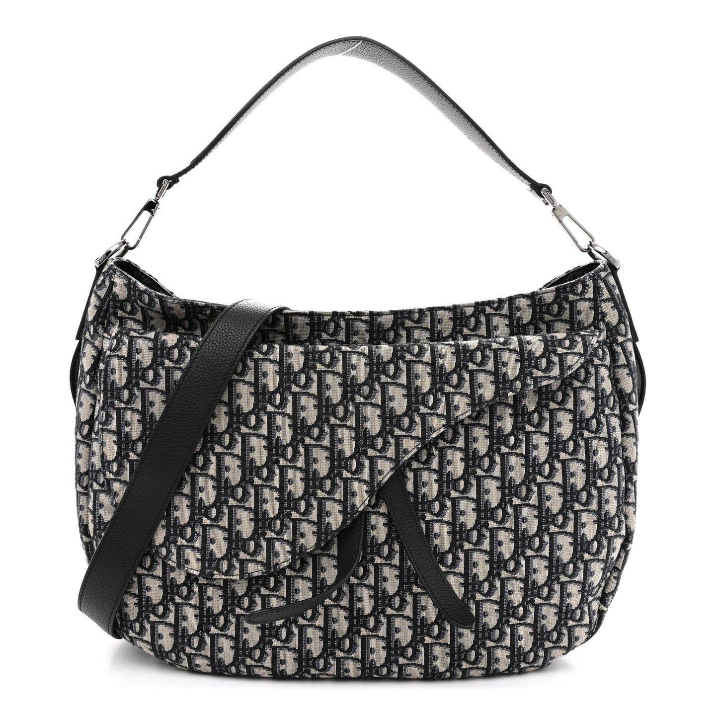 Oblique Soft Saddle Bag Beige Blue