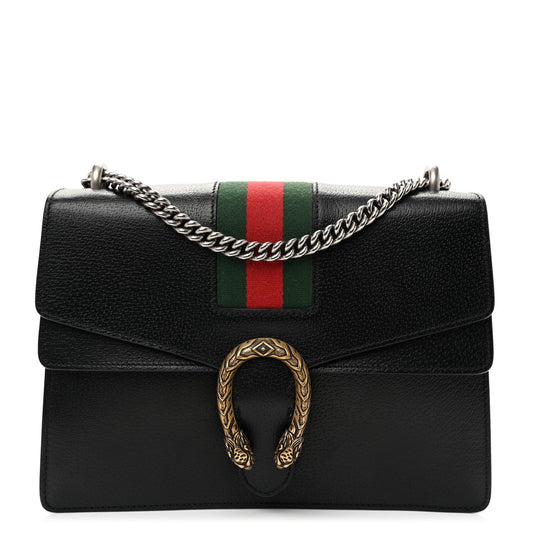 Calfskin Web Medium Dionysus Shoulder Bag Black