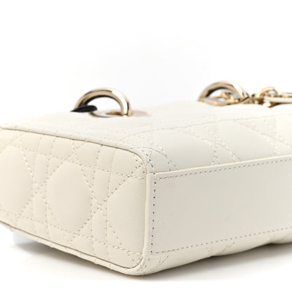 Lambskin Cannage Small Lady D-Joy Latte Black