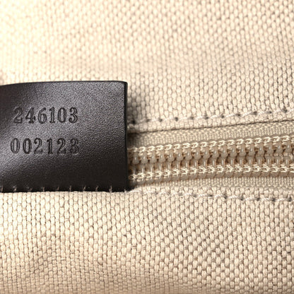 GG Supreme Monogram Medium Single Buckle Rucksack Backpack Beige Ebony Brown