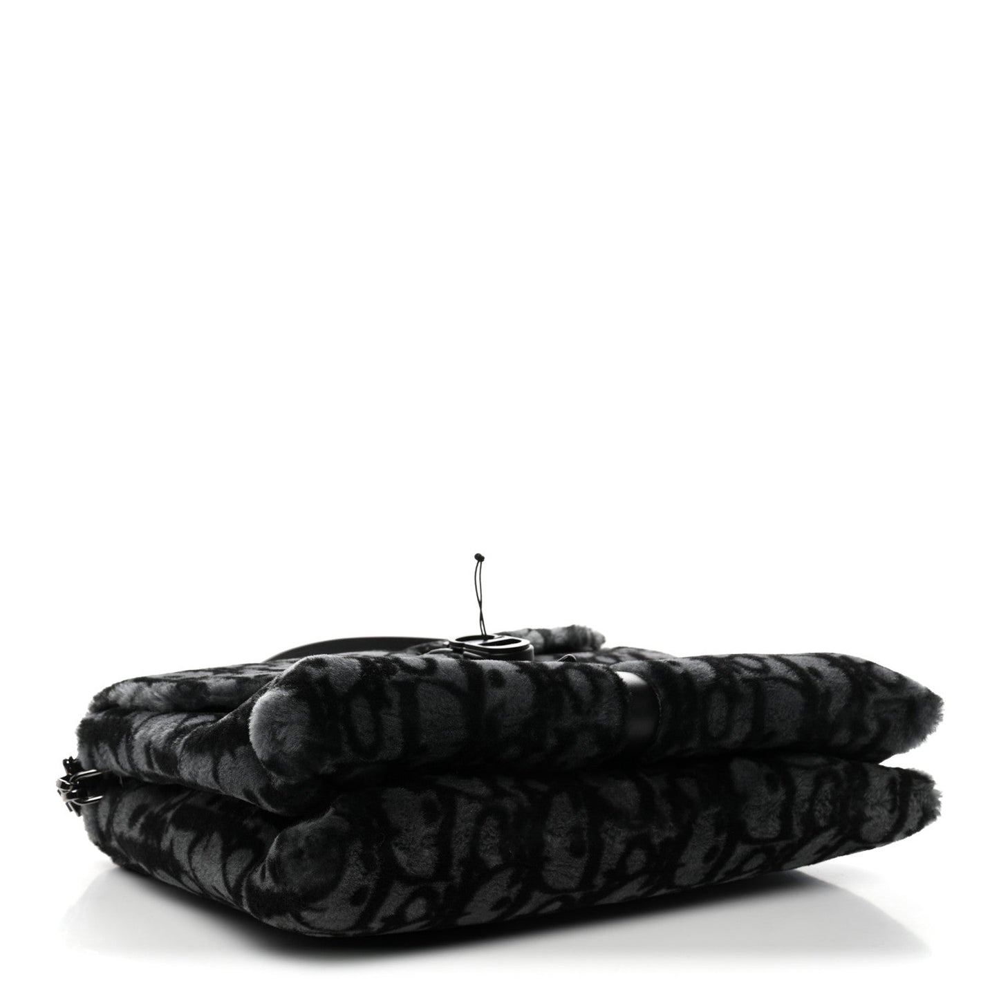 Oblique Mink Fur Saddle Soft Bag Dark Grey