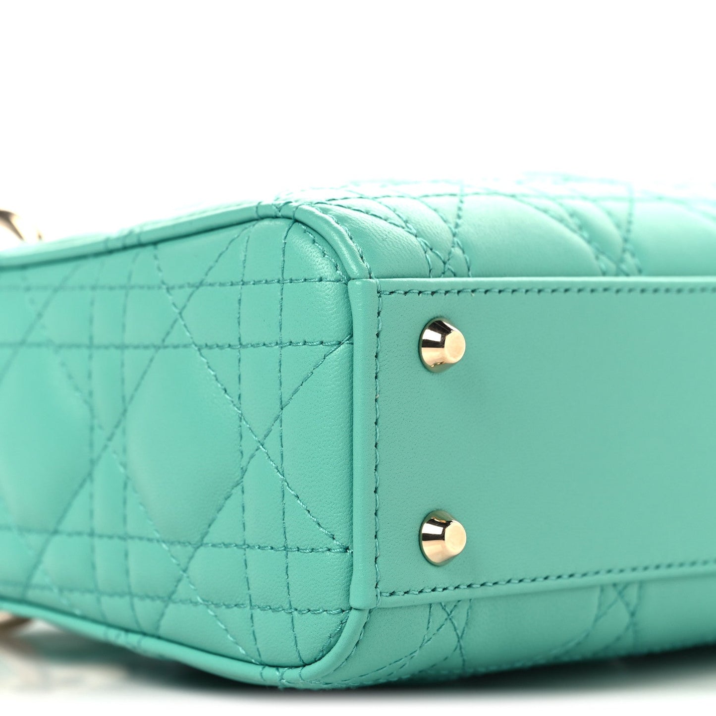 Lambskin Cannage Mini Lady Dior Cobalt Green