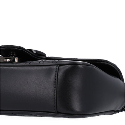 Calfskin Matelasse Monochrome Mini GG Marmont Shoulder Bag Black