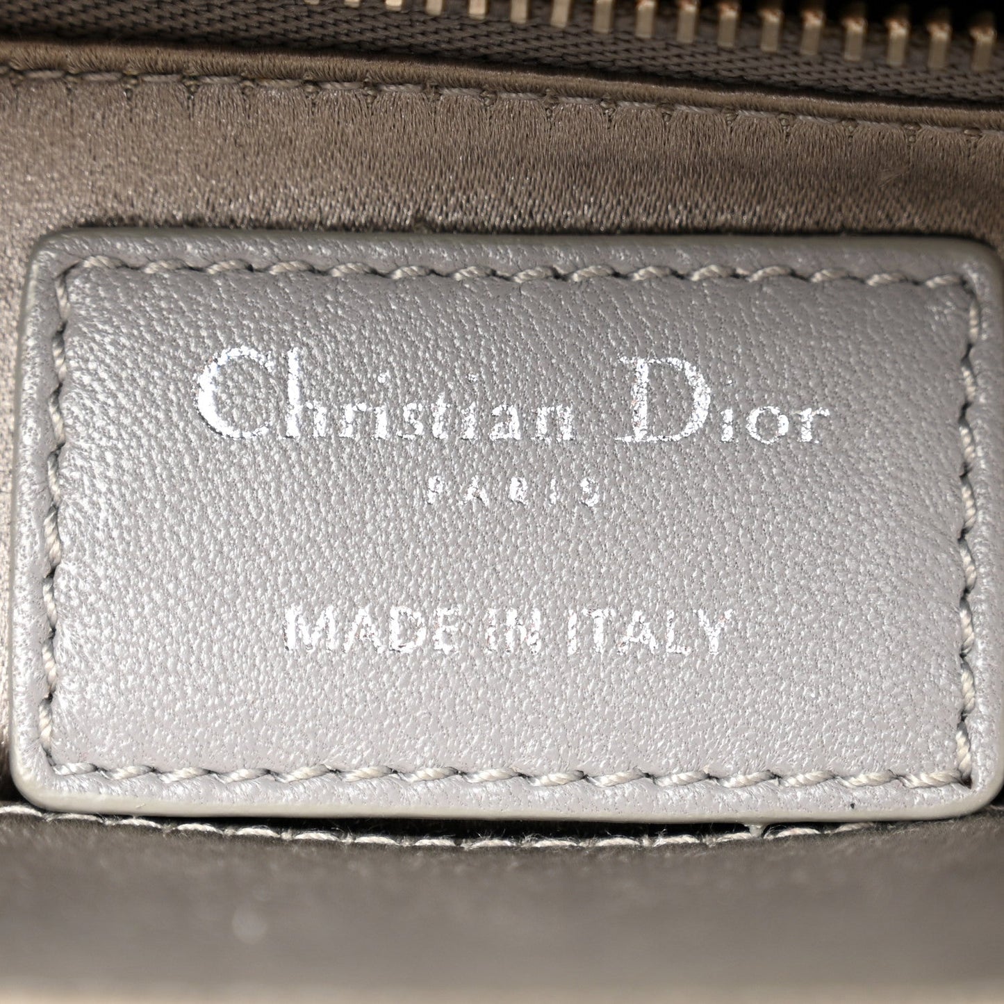 Satin Crystal Cannage Mini Lady Dior Gray