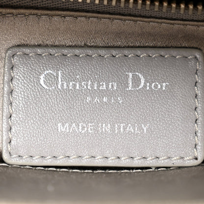 Satin Crystal Cannage Mini Lady Dior Gray
