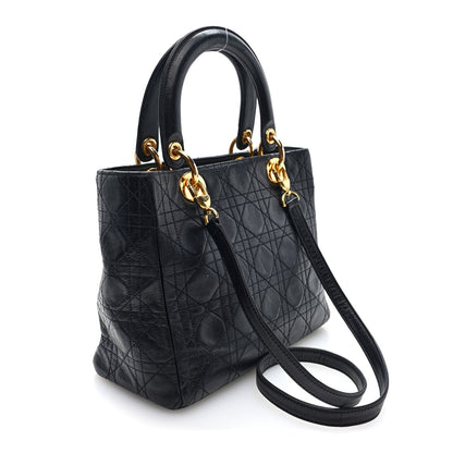 Lambskin Cannage Medium Lady Dior Black