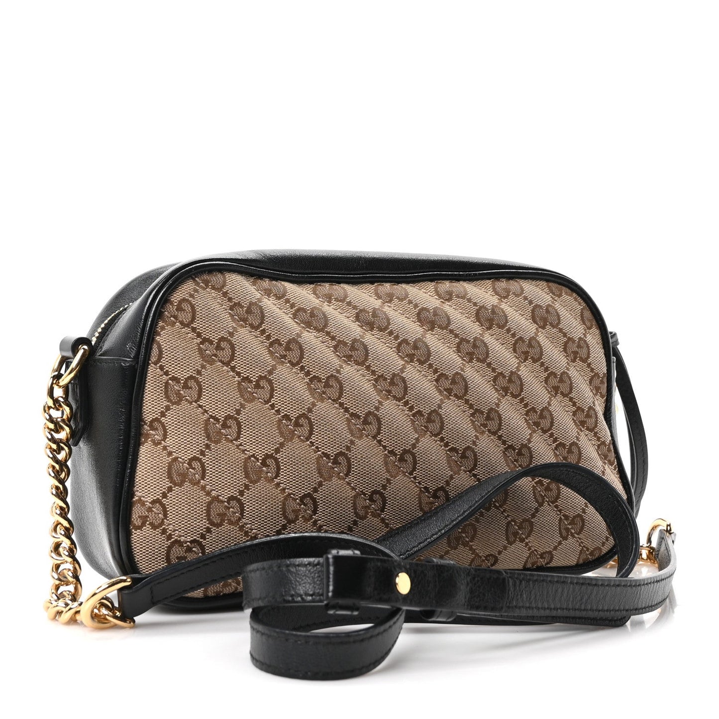 Monogram Matelasse Diagonal Small GG Marmont Chain Shoulder Bag Beige Black