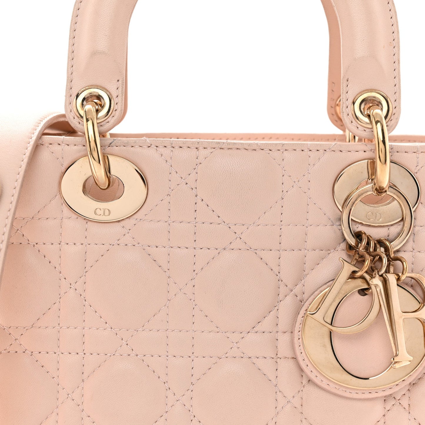 Lambskin Cannage Small Lucky Badges My Lady Dior Light Pink