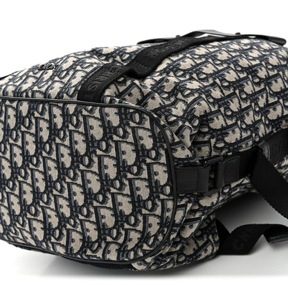 Oblique Calfskin Safari Backpack Navy Blue