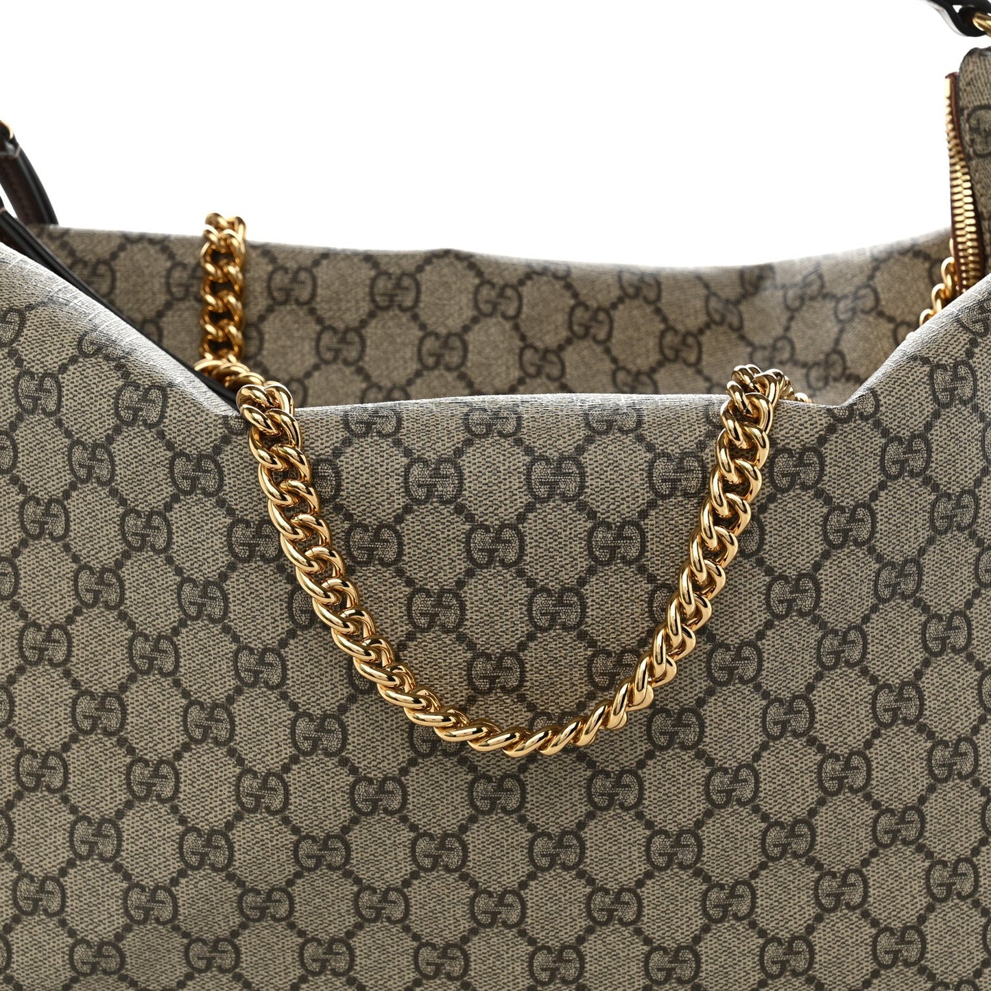 GG Supreme Monogram Large Linea A Hobo Light Brown