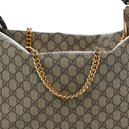 GG Supreme Monogram Large Linea A Hobo Light Brown