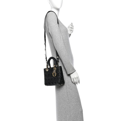 Lambskin Cannage Small Lucky Badges My Lady Dior Black