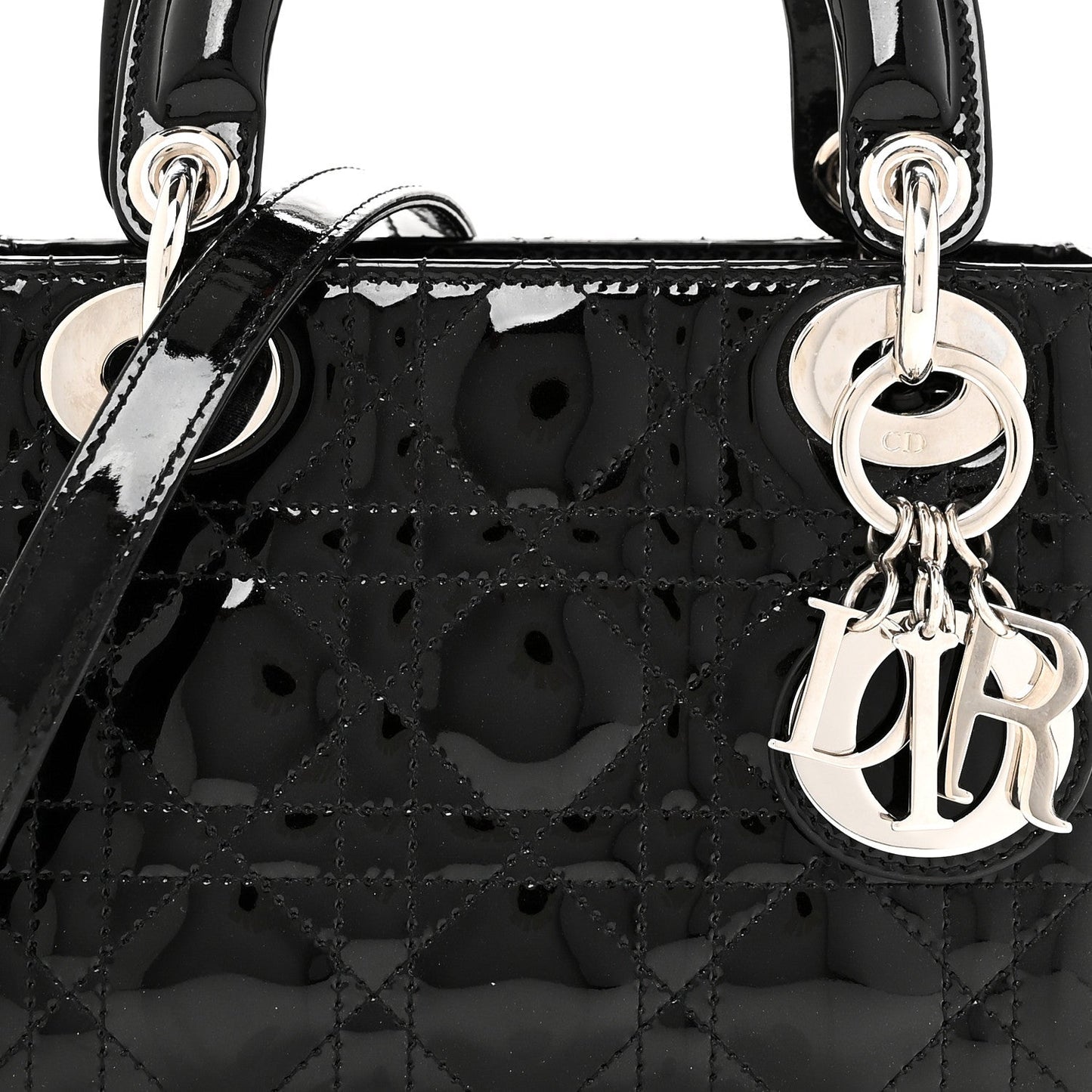 Patent Cannage Mini Lady Dior Black