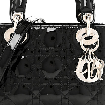 Patent Cannage Mini Lady Dior Black