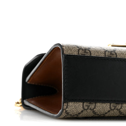 GG Supreme Monogram Calfskin Small Padlock Shoulder Bag Beige Black Cuir