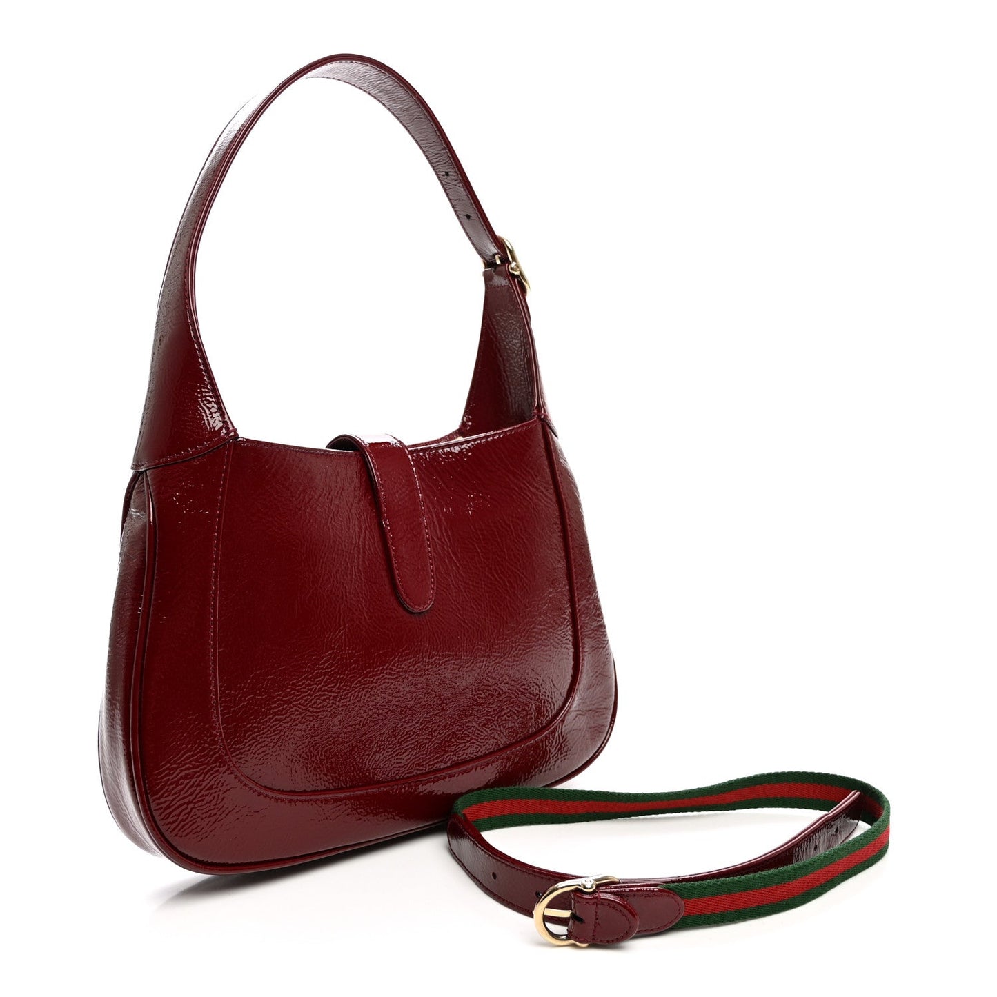 Patent Calfskin Small Jackie Shoulder Bag Rosso