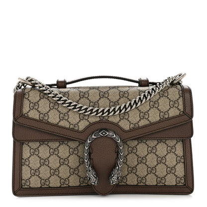 GG Supreme Monogram Textured Dollar Calfskin Top Handle Dionysus Shoulder Bag Beige Ebony New Acero