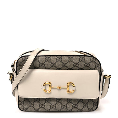 GG Supreme Monogram Small Horsebit 1955 Shoulder Bag Beige Mystic White