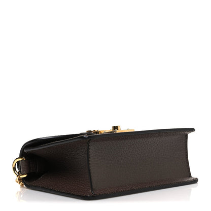 GG Supreme Monogram Textured Dollar Calfskin Web Mini Ophidia Padlock Top Handle Chain Shoulder Bag Beige Ebony New Acero