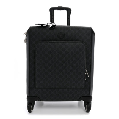 GG Supreme Monogram Azalea Calfskin Retro Interlocking G Small Savoy Cabin Trolley Beige Ebony Brown Sugar