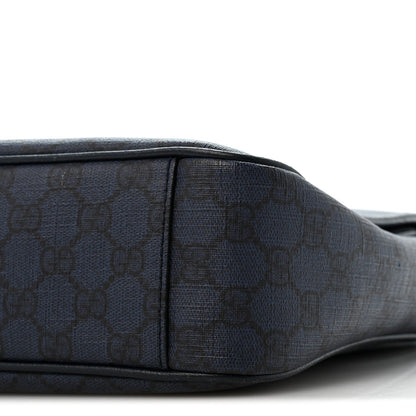 Tender GG Supreme Monogram Textured Dollar Calfskin Ophidia Messenger Bag Dark Blue