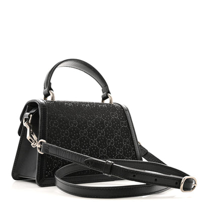 Satin Crystal GG Monogram Mini Dionysus Top Handle Bag Black