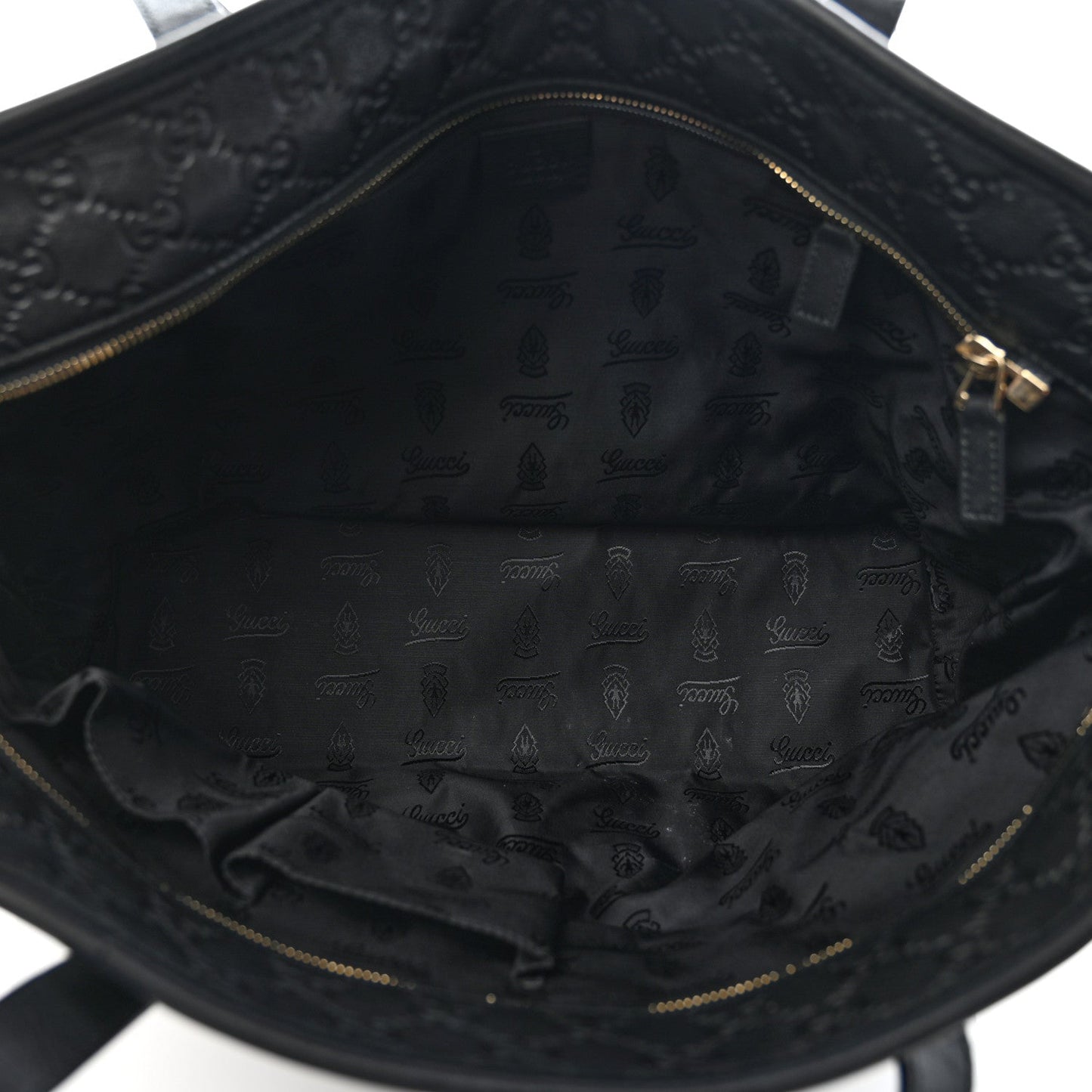 Guccissima Medium Zippered Shopping Tote Black