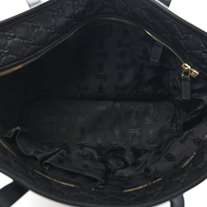 Guccissima Medium Zippered Shopping Tote Black