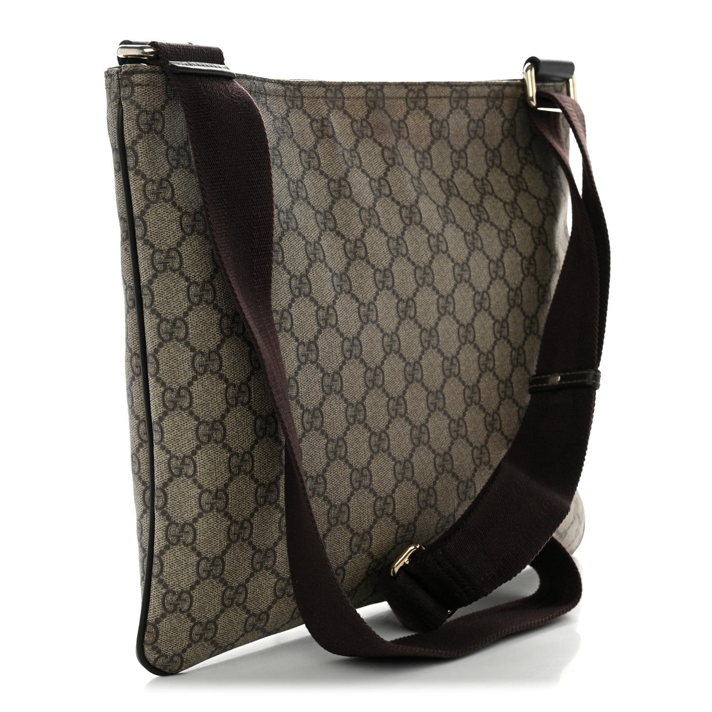 GG Supreme Monogram Medium Flat Messenger Bag Dark Brown