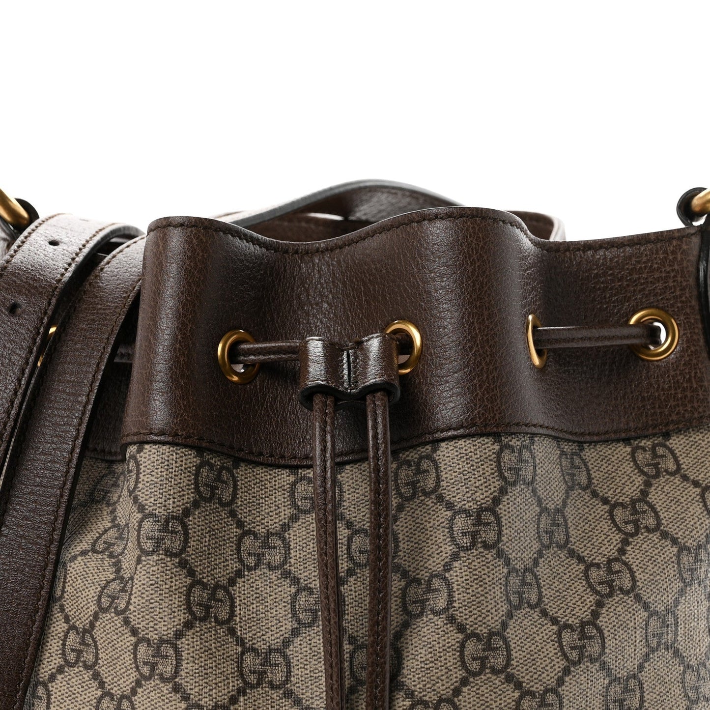 GG Supreme Monogram Web Ophidia Bucket Bag Brown