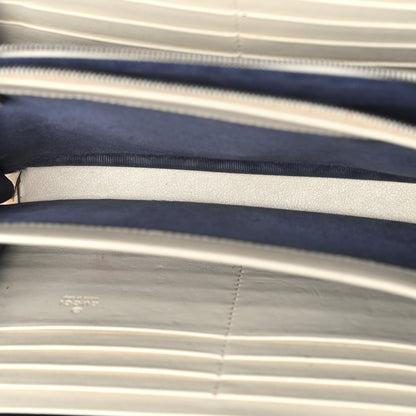 Vintage Effect Calfskin Matelasse Diagonal Torchon GG Marmont Chain Wallet Mystic White Blue Agata