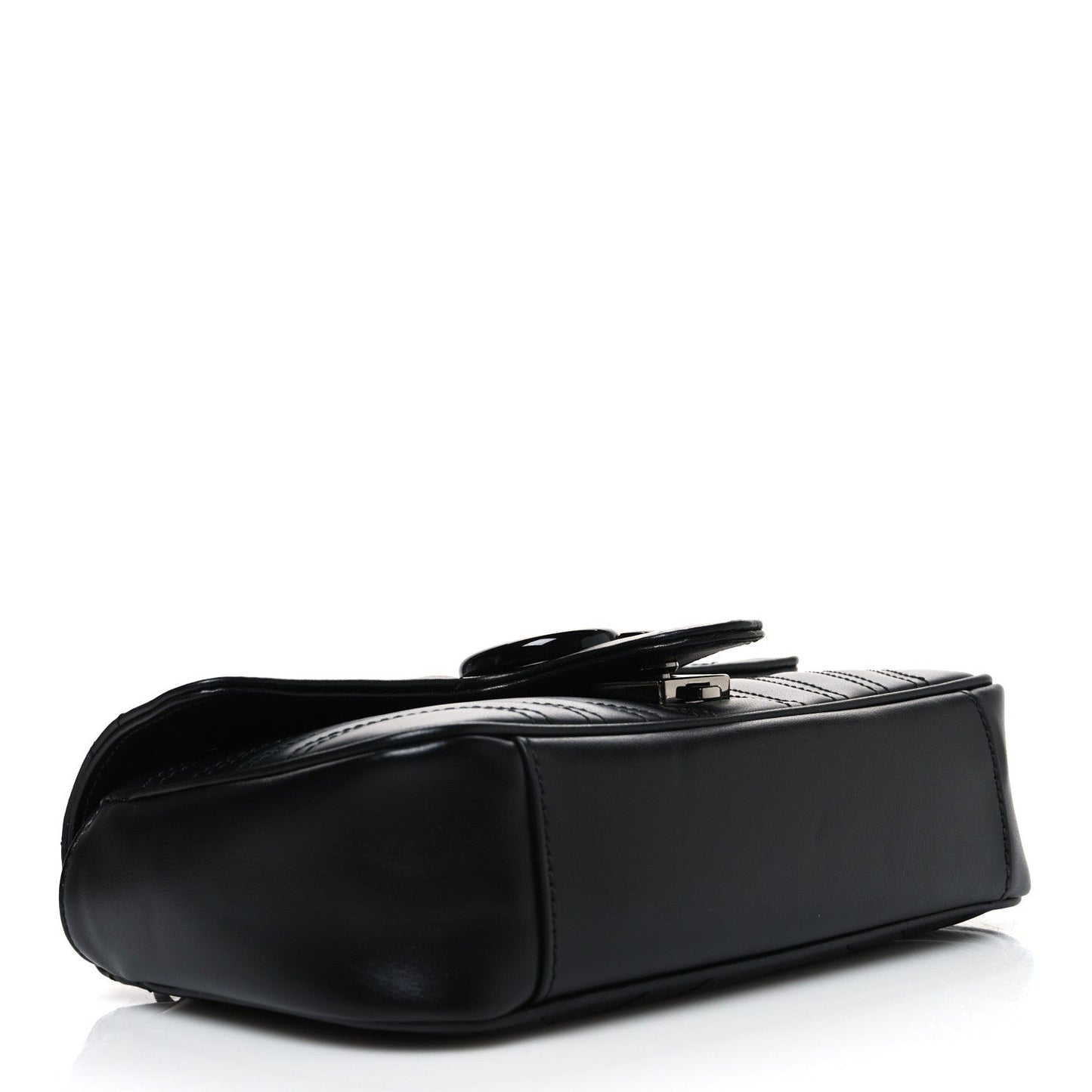 Calfskin Matelasse Monochrome Mini GG Marmont Shoulder Bag Black