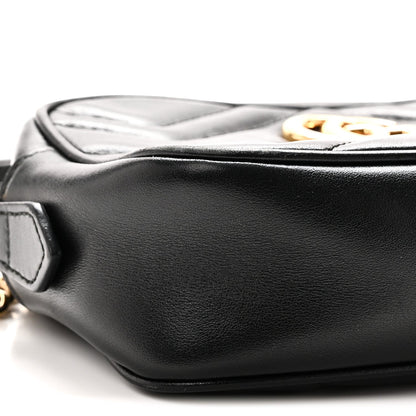 Calfskin Matelasse Mini GG Marmont Chain Shoulder Bag Black